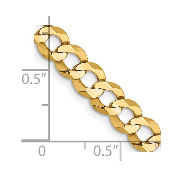 6mm 14K Yellow Gold Solid Light Flat Curb Chain Necklace, 24 Inch - Picture 5 of 7
